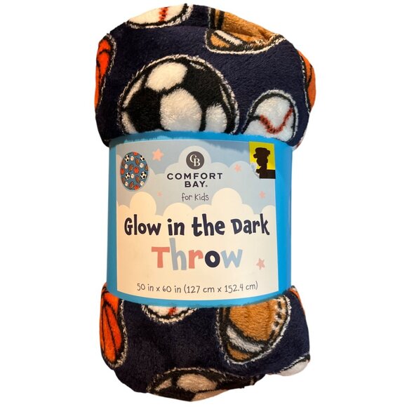 NWT Comfort Bay Glow In The Dark Sports Throw Blanket 50" X 60" For Kids - Picture 1 of 4